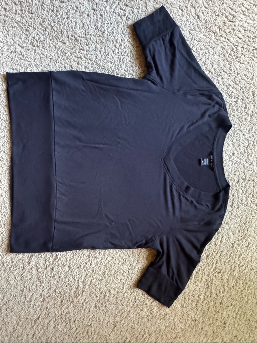 Athleta Black Short-Sleeve V-Neck Sweatshirt Tee